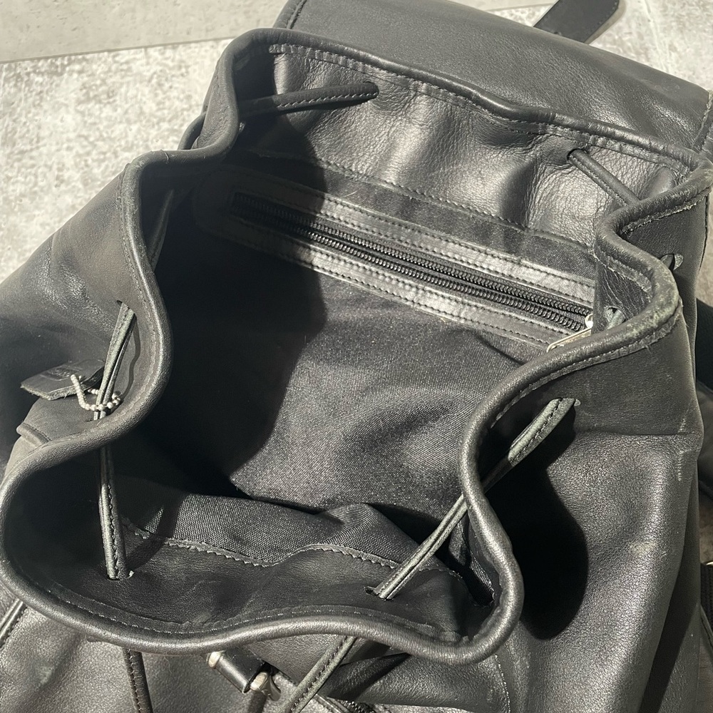 VTG COACH black leather XL BACKPACK 0529 - Picture 12 of 16